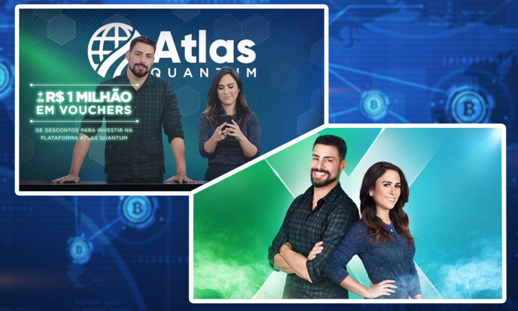 Cauã Reymond e Tata Werneck promovendo a Atlas Quantum na Rede Globo
